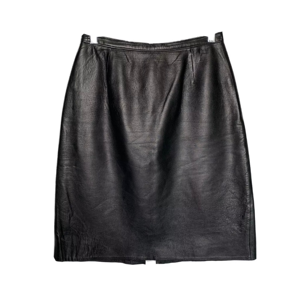 Black Leather Skirt Vintage XS Women’s Pencil Moto Pacific Leather of California